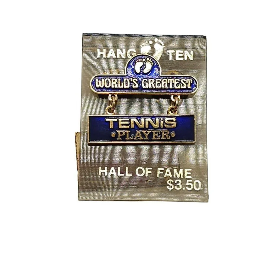 Hang Ten World's Greatest Tennis Player Hall of Fame Blue Enamel Brooch Pin